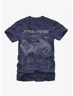 Brand new 🛒 Star Wars TIE Fighter Blueprint T-Shirt 🤩 -Star Wars Clothing Sales 11486419 hi