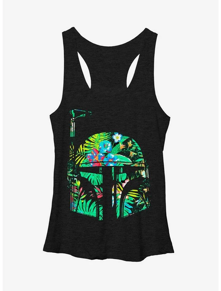Hot Sale π Star Wars Hawaiian Print Boba Fett Helmet π§ Girls Tank Top π 3 Hot Sale π Star Wars Hawaiian Print Boba Fett Helmet π§ Girls Tank Top π