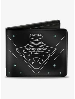Cheap 🔥 Star Wars Imperial Star Destroyer Death Star Tie Fighters Bi-Fold Wallet 🤩