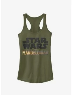 Brand new ⌛ Star Wars The Mandalorian Stacked Logo 👧 Girls Tank 🔔