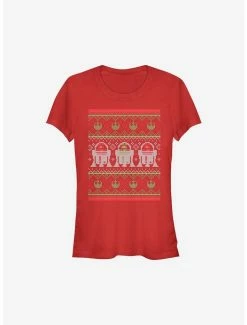 Outlet 🛒 Star Wars Droid 🎄 Christmas Pattern 👧 Girls T-Shirt 😍 -Star Wars Clothing Sales 13001239 hi