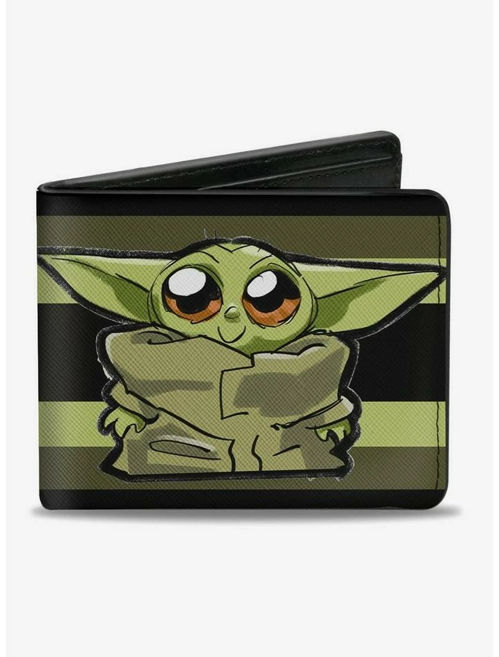 Outlet โ๏ธ Star Wars The Mandalorian The Child Impression Stripe Bi-fold Wallet ๐ 3 Outlet โ๏ธ Star Wars The Mandalorian The Child Impression Stripe Bi-fold Wallet ๐