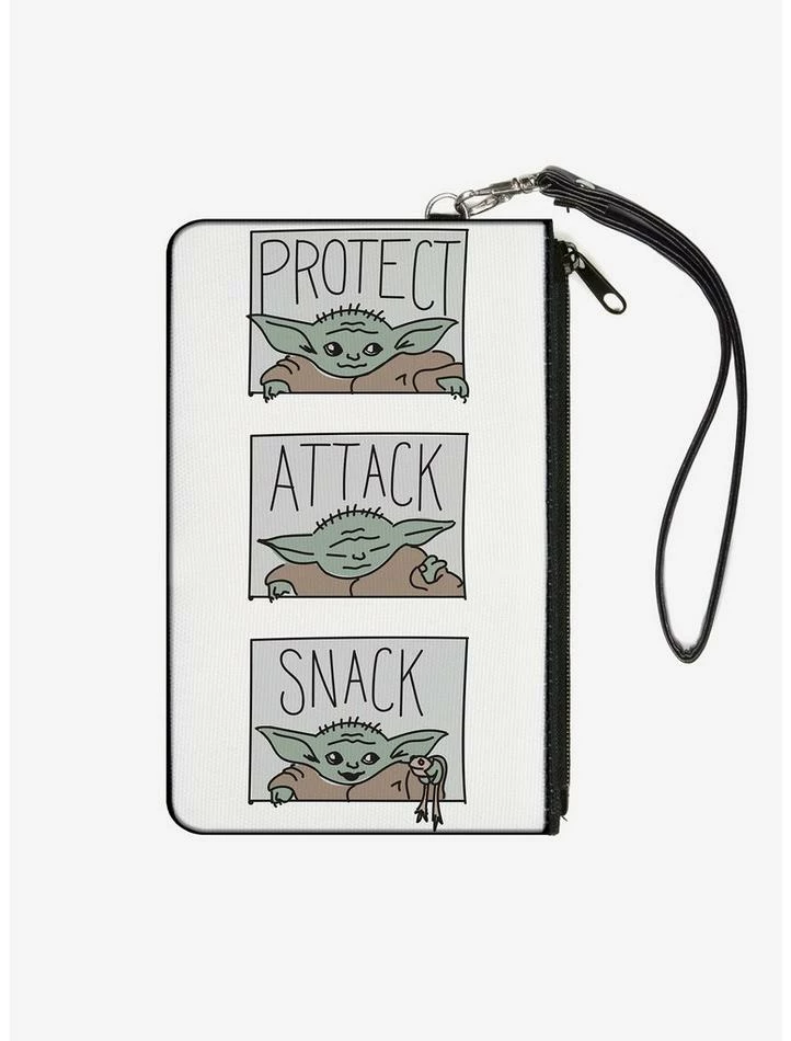 Brand new โ๏ธ Star Wars The Mandalorian Child Protect Attack Snack White Wallet Canvas Zip Clutch ๐ฅ 3 Brand new โ๏ธ Star Wars The Mandalorian Child Protect Attack Snack White Wallet Canvas Zip Clutch ๐ฅ