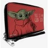Brand new 😀 Star Wars The Mandalorian This is My Good Side Quote Red Zip Around Wallet ⌛