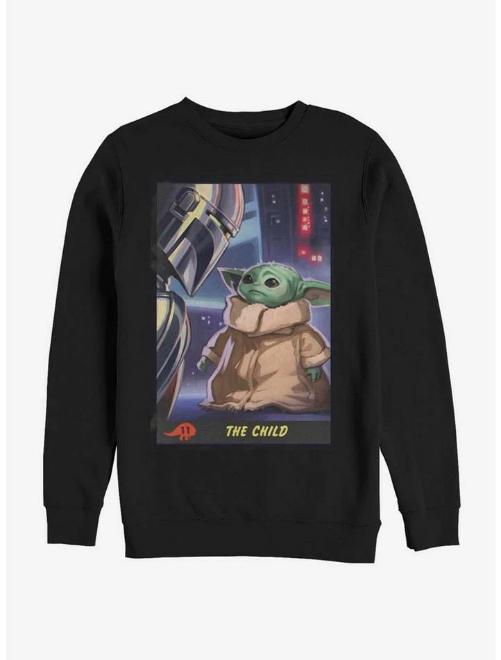 New 🎁 Star Wars The Mandalorian The Child Playing Card Crew Sweatshirt 🌟 3 New 🎁 Star Wars The Mandalorian The Child Playing Card Crew Sweatshirt 🌟