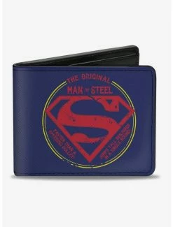 Deals 🎉 DC Comics Superman The Original Man Of Steel Badge Blue Bi-fold Wallet 😀