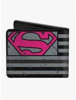Best reviews of 😍 DC Comics Superman Shield Americana Weathered Gray Black Pink Bi-fold Wallet ✨