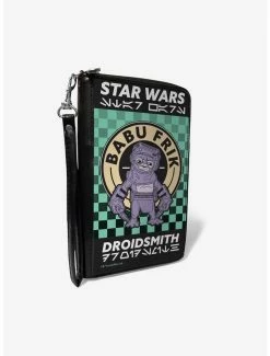 Budget ✔️ Star Wars Babu Frik Droidsmith Aurebesh Checkers Zip Around Rectangle Wallet 🎉