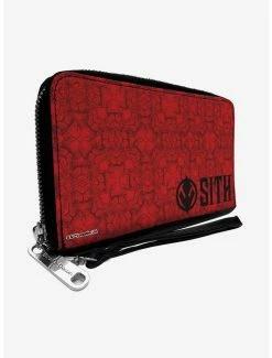 Discount 😍 Star Wars Sith Trooper Sith Icon Collage Reds Black Zip Around Rectangle Wallet 🛒