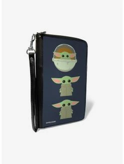 Coupon ๐คฉ Star Wars The Child 3 Chibi Poses Gray Zip Around Rectangle Wallet โ๏ธ