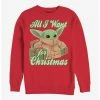 Outlet 🤩 Star Wars The Mandalorian The Child All I Want For 🎄 Christmas Crew Sweatshirt ✨ -Star Wars Clothing Sales 14629398 hi