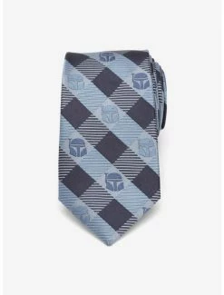 Flash Sale 🧨 Star Wars The Mandalorian Mando Helmet Check Blue Tie ❤️