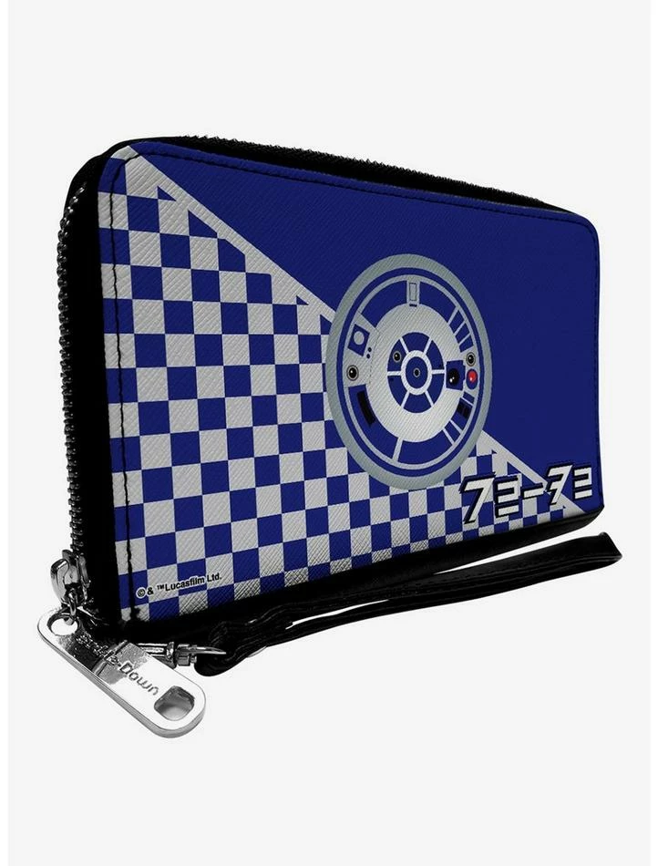 Wholesale ❤️ Star Wars R2D2 Top View And Aurebesh Checker Blue White Zip Around Wallet ✨ 3 Wholesale ❤️ Star Wars R2D2 Top View And Aurebesh Checker Blue White Zip Around Wallet ✨