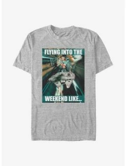 Promo 🤩 Star Wars Flying Into The Weekend T-Shirt ⌛ -Star Wars Clothing Sales 15592486 hi 1