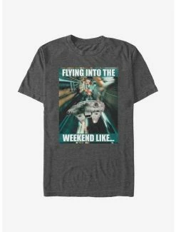 Promo 🤩 Star Wars Flying Into The Weekend T-Shirt ⌛ -Star Wars Clothing Sales 15592495 hi
