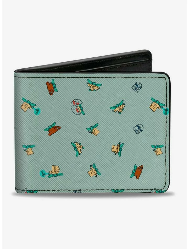 Promo 🤩 Star Wars The Mandalorian Helmet and Child Sketch Bifold Wallet 👍 3 Promo 🤩 Star Wars The Mandalorian Helmet and Child Sketch Bifold Wallet 👍