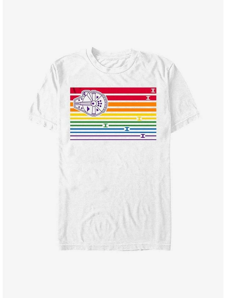 Wholesale ❤️ Star Wars Millennium Falcon Stripes Rainbow T-Shirt ❤️ 3 Wholesale ❤️ Star Wars Millennium Falcon Stripes Rainbow T-Shirt ❤️
