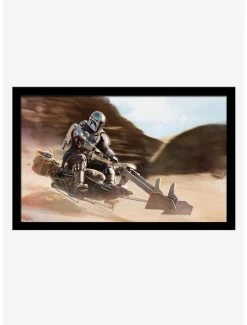 Best Pirce 🌟 Star Wars The Mandalorian Mando Sand Dunes Framed Wood Wall Art ⌛