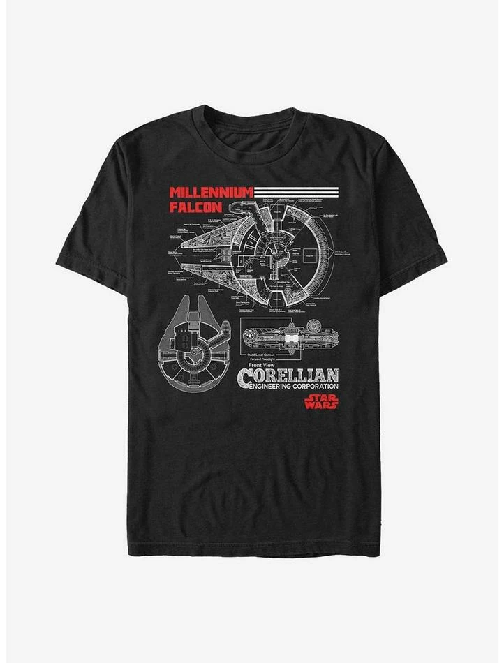 Buy 😀 Star Wars Falcon Blueprints T-Shirt ❤️ 3 Buy 😀 Star Wars Falcon Blueprints T-Shirt ❤️