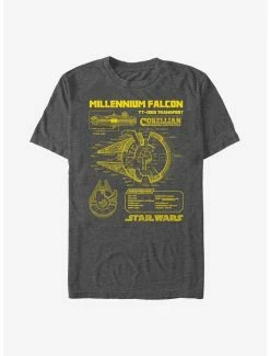 Best Sale ⭐ Star Wars Falcon Schematic T-Shirt 🤩 -Star Wars Clothing Sales 16321937 hi