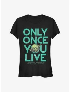Promo ✔️ Star Wars Only Once You Live Yoda 👧 Girls T-Shirt 👏 -Star Wars Clothing Sales 16879919 hi 1
