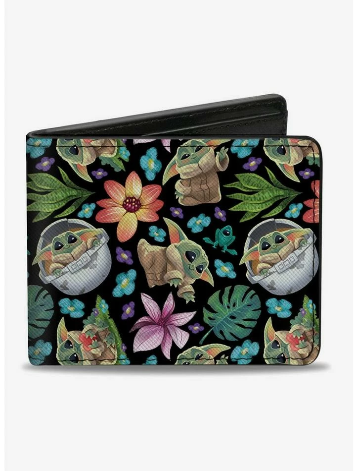 Outlet 😀 Star Wars The Child Floral Bifold Wallet ✔️ 3 Outlet 😀 Star Wars The Child Floral Bifold Wallet ✔️