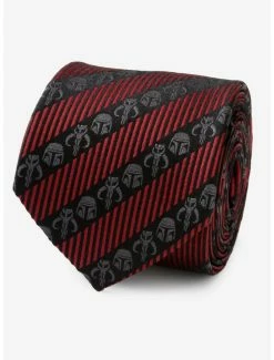 Buy 🌟 Star Wars The Mandalorian Black Red Stripe Tie ⭐
