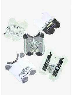 Brand new 🥰 Star Wars The Mandalorian Grogu Wanted No-Show 🧦 Socks 5 Pair 😉