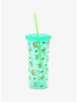 New 👍 Star Wars The Mandalorian Grogu & Frog Acrylic Travel Cup 🎉