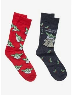 Wholesale โ๏ธ Star Wars The Mandalorian ๐ Christmas Grogu Crew ๐งฆ Socks 2 Pair โ