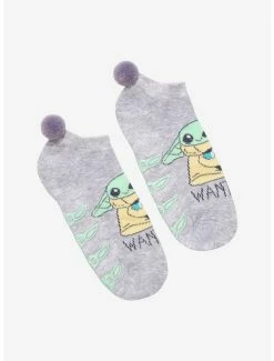 Buy โ๏ธ Star Wars Wanted Grogu Pom No-Show Grip ๐งฆ Socks ๐