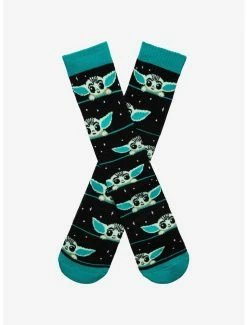 New 😀 Star Wars The Mandalorian Grogu Stars Crew 🧦 Socks 🔥