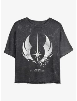 Best deal 😀 Star Wars Shattered Jedi Logo Mineral Wash 👧 Girls Crop T-Shirt ❤️