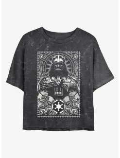Flash Sale ⌛ Star Wars Vader Dark Side Mineral Wash 👧 Girls Crop T-Shirt 😍