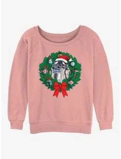 Promo ⌛ Star Wars R2-D2 Wreath 👧 Girls Slouchy Sweatshirt 👍