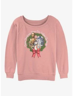 Promo 😍 Star Wars: The Rise Of Skywalker Droid Holiday Greetings 👧 Girls Slouchy Sweatshirt ✔️