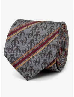 Deals 🔔 Star Wars The Mandalorian Mando Stripe Gray Men's Tie ✔️