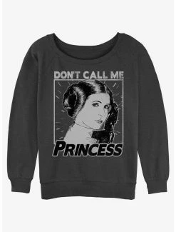 Promo 😀 Star Wars Leia Don't Call Me Princess 👧 Girls Slouchy Sweatshirt 🥰