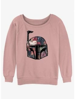 Discount 🤩 Star Wars Boba Floral Helmet 👧 Girls Slouchy Sweatshirt 😍