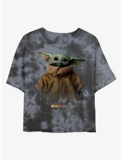 Cheap ⌛ Star Wars The Mandalorian Baby Grogu Tie-Dye 👧 Girls Crop T-Shirt ⭐