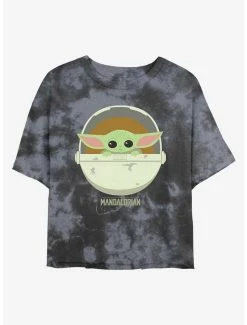 Cheapest ❤️ Star Wars The Mandalorian Bassinet Child Tie-Dye 👧 Girls Crop T-Shirt 🔔