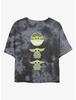 Discount 🔔 Star Wars The Mandalorian Grogu Tie-Dye 👧 Girls Crop T-Shirt 💯