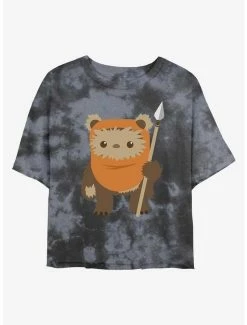 Deals 🌟 Star Wars Ewok Spear Tie-Dye 👧 Girls Crop T-Shirt 😉