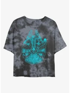 Hot Sale 🎁 Star Wars Falcon Outline Tie-Dye 👧 Girls Crop T-Shirt 😉