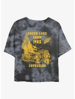 Budget 🤩 Star Wars Camp Endor Counselor Tie-Dye 👧 Girls Crop T-Shirt 👍