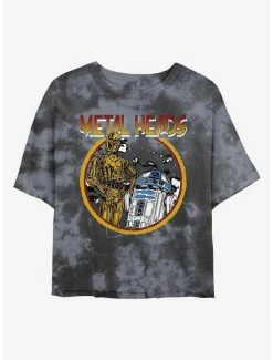 Flash Sale 🎉 Star Wars Metal Droids C-3PO and R2-D2 Tie-Dye 👧 Girls Crop T-Shirt 🤩