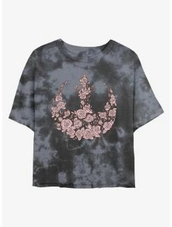 Promo ⭐ Star Wars Rose Rebel Tie-Dye 👧 Girls Crop T-Shirt 💯