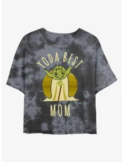 Discount 💯 Star Wars Yoda Best Mom Tie-Dye 👧 Girls Crop T-Shirt ✔️